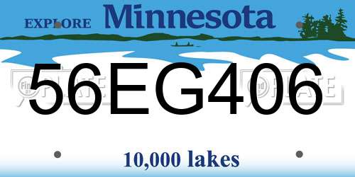 56EG406 Minnesota License Plate