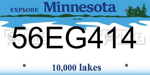 56EG414 Minnesota License Plate