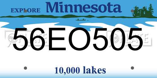 56EO505 Minnesota License Plate
