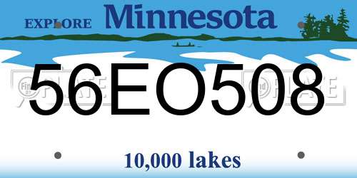 56EO508 Minnesota License Plate