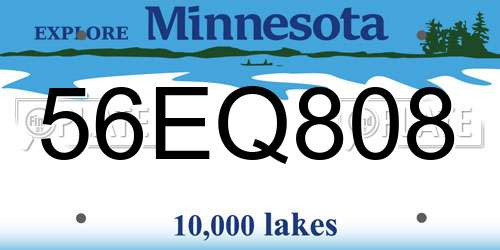 56EQ808 Minnesota License Plate