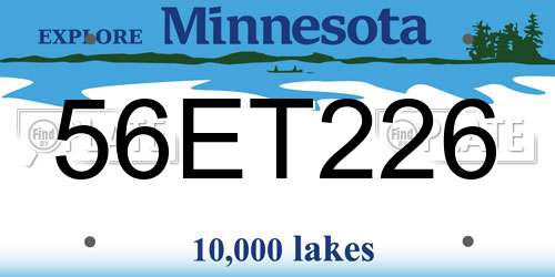 56ET226 Minnesota License Plate
