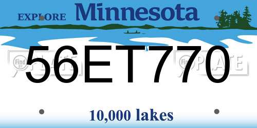 56ET770 Minnesota License Plate