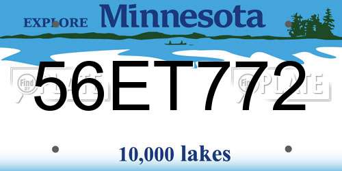 56ET772 Minnesota License Plate