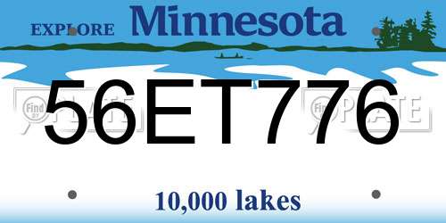 56ET776 Minnesota License Plate