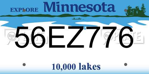 56EZ776 Minnesota License Plate