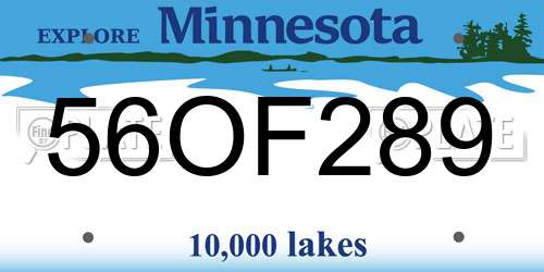 56OF289 Minnesota License Plate