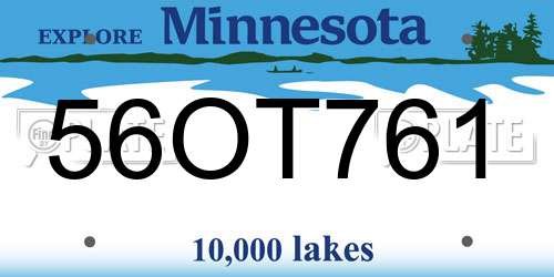 56OT761 Minnesota License Plate