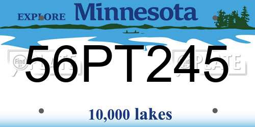 56PT245 Minnesota License Plate