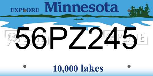 56PZ245 Minnesota License Plate