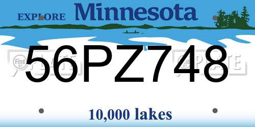 56PZ748 Minnesota License Plate