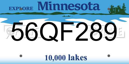 56QF289 Minnesota License Plate