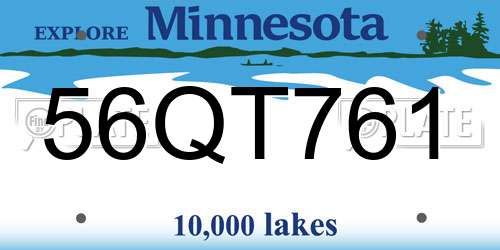 56QT761 Minnesota License Plate