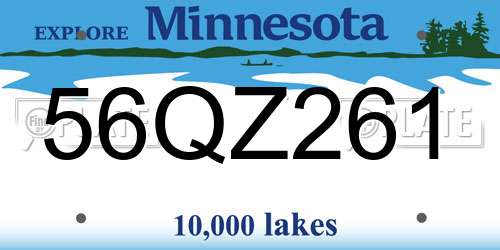 56QZ261 Minnesota License Plate