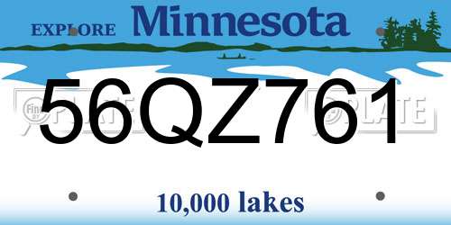 56QZ761 Minnesota License Plate