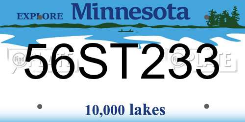 56ST233 Minnesota License Plate