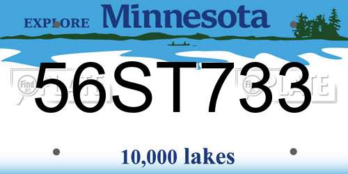 56ST733 Minnesota License Plate