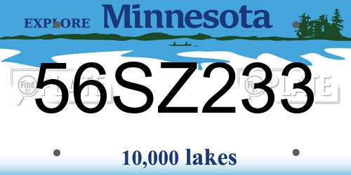 56SZ233 Minnesota License Plate