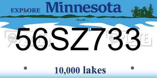56SZ733 Minnesota License Plate