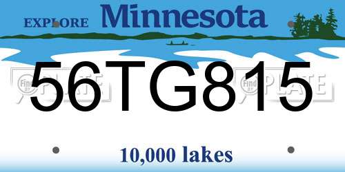 56TG815 Minnesota License Plate