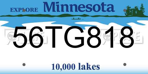 56TG818 Minnesota License Plate