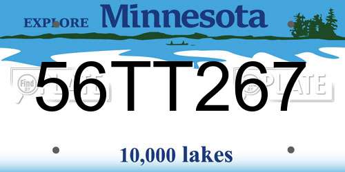 56TT267 Minnesota License Plate