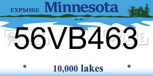 56VB463 Minnesota License Plate