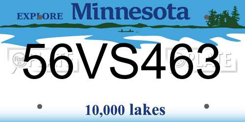56VS463 Minnesota License Plate