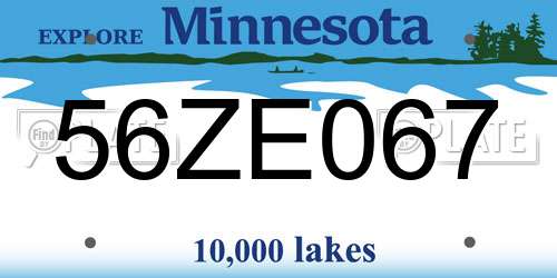 56ZE067 Minnesota License Plate