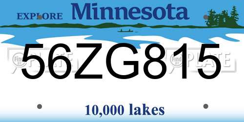 56ZG815 Minnesota License Plate