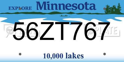 56ZT767 Minnesota License Plate