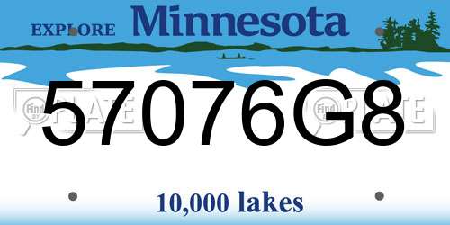 57076G8 Minnesota License Plate