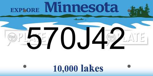 570J42 Minnesota License Plate