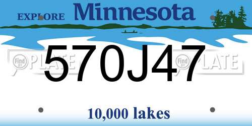 570J47 Minnesota License Plate