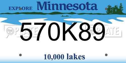 570K89 Minnesota License Plate