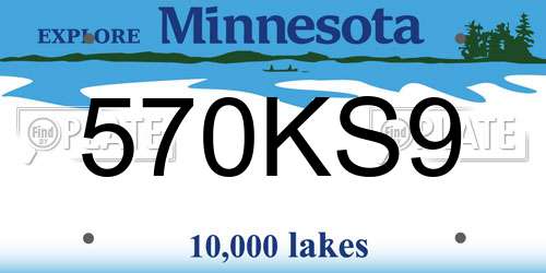 570KS9 Minnesota License Plate