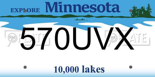570UVX Minnesota License Plate