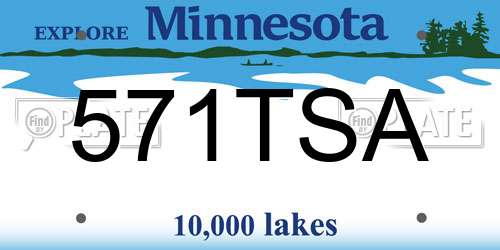 571TSA Minnesota License Plate