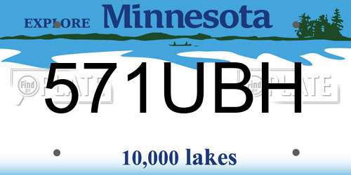 571UBH Minnesota License Plate