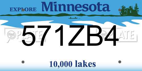 571ZB4 Minnesota License Plate