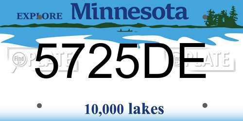5725DE Minnesota License Plate