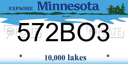 572BO3 Minnesota License Plate