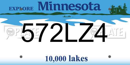 572LZ4 Minnesota License Plate