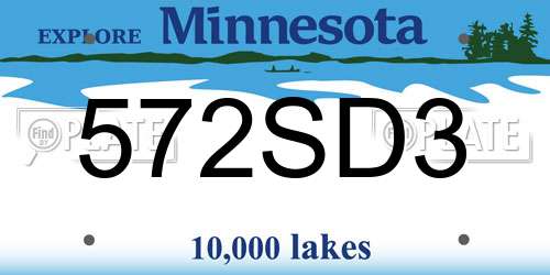 572SD3 Minnesota License Plate