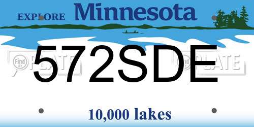 572SDE Minnesota License Plate