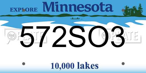 572SO3 Minnesota License Plate