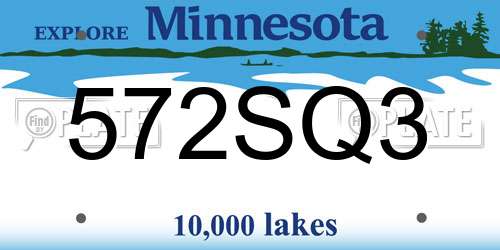 572SQ3 Minnesota License Plate