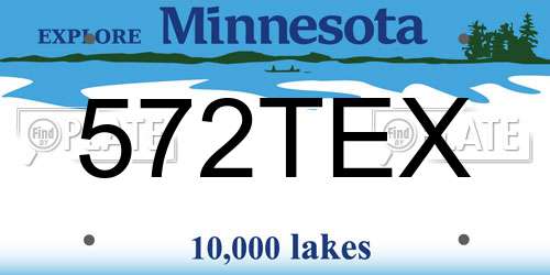 572TEX Minnesota License Plate