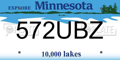 572UBZ Minnesota License Plate