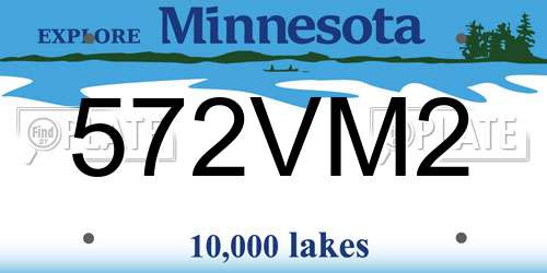 572VM2 Minnesota License Plate